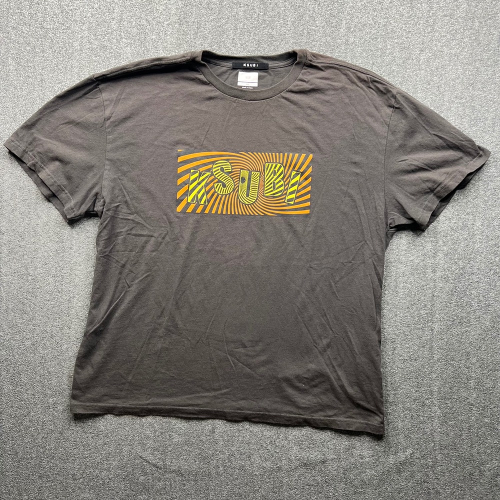 Ksubi T-Shirt Mens 2XL Charcoal Grey Graphic Logo Short Sleeve MPS23TE015